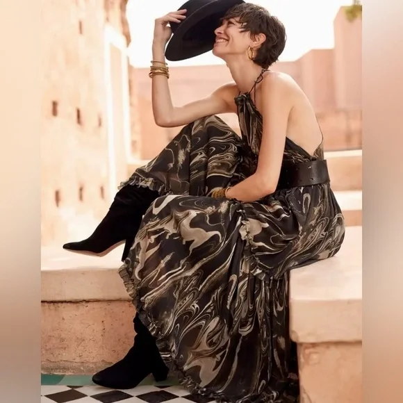 BANANA REPUBLIC Halter Maxi Dress Size XS - Picture 4 of 11